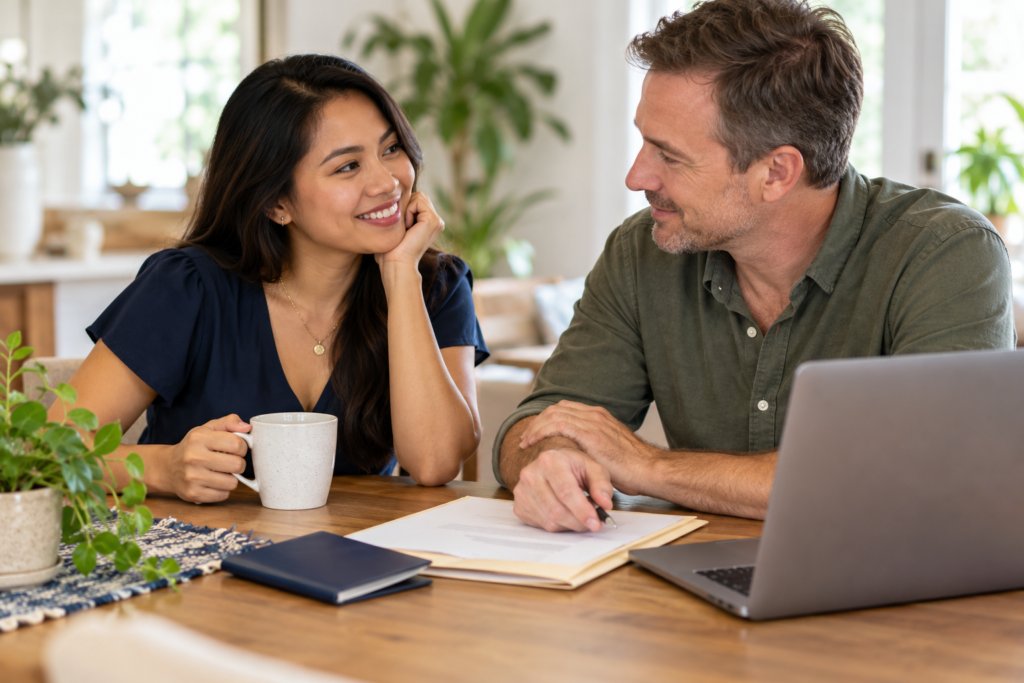 Couple discussing visa choices for their future together